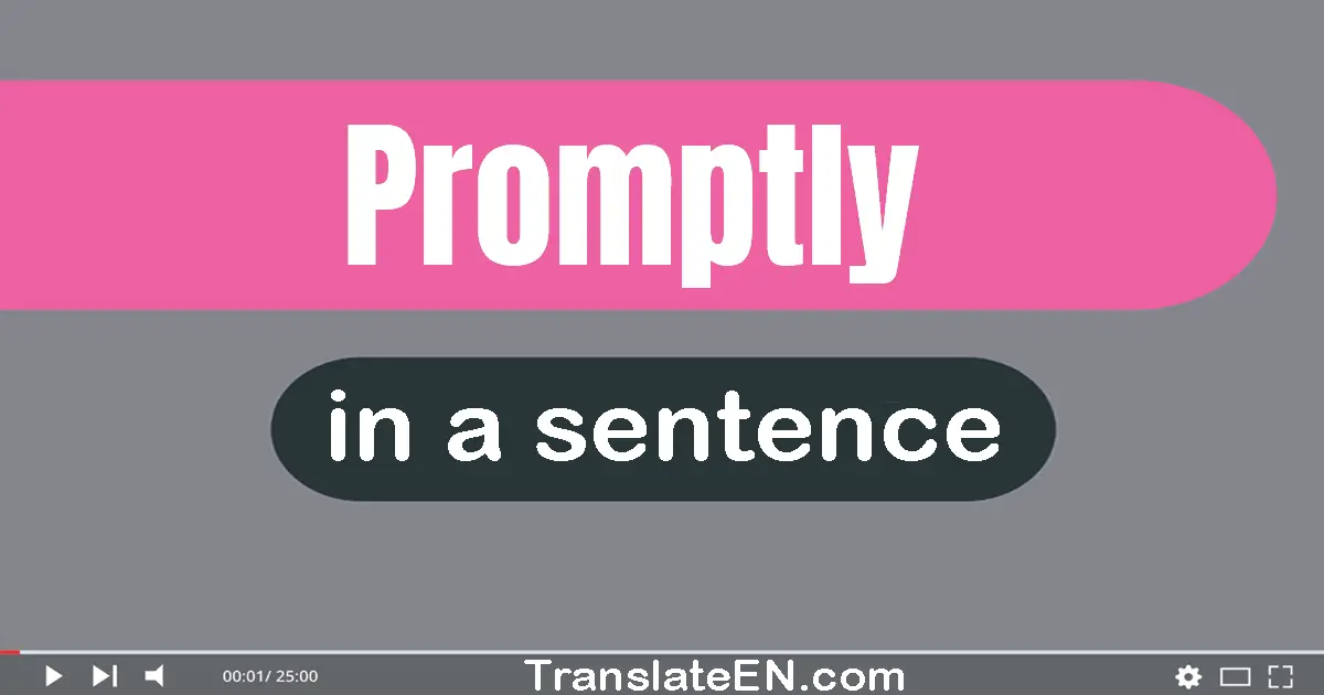 Use "promptly" in a sentence | "promptly" sentence examples