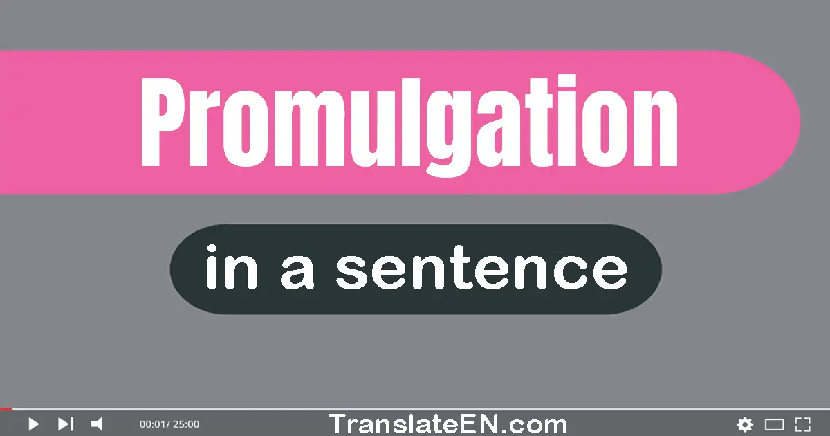 Use "promulgation" in a sentence | "promulgation" sentence examples