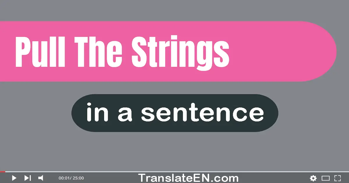 Use "pull the strings" in a sentence | "pull the strings" sentence examples