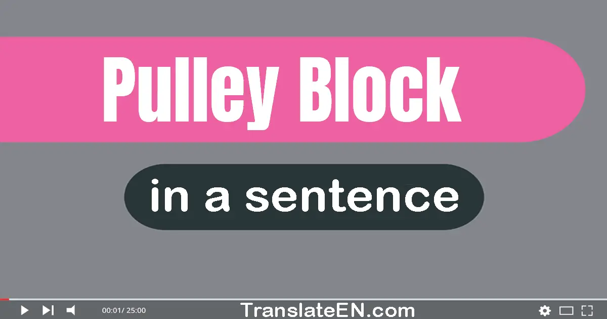 Use "pulley block" in a sentence | "pulley block" sentence examples