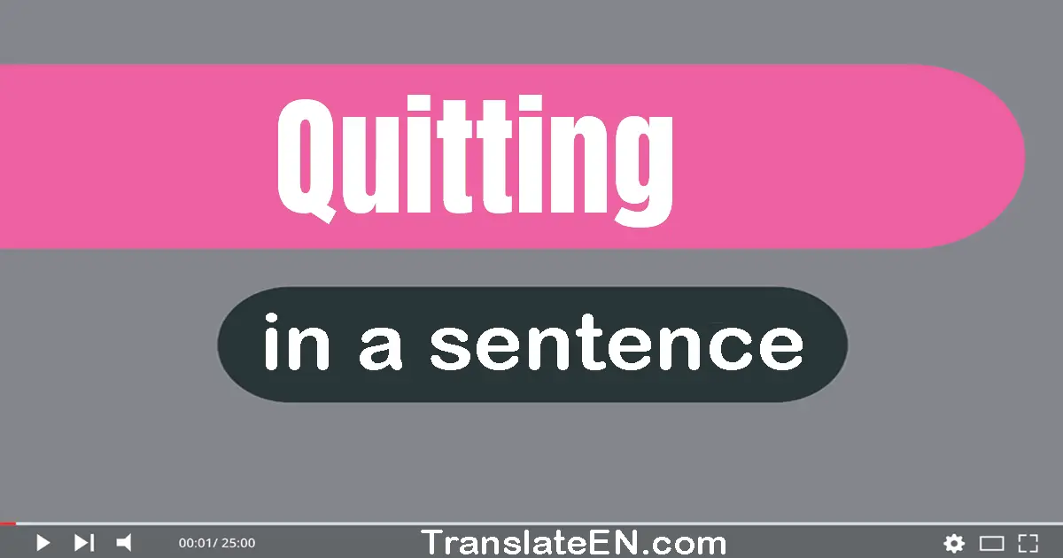 Use "quitting" in a sentence | "quitting" sentence examples