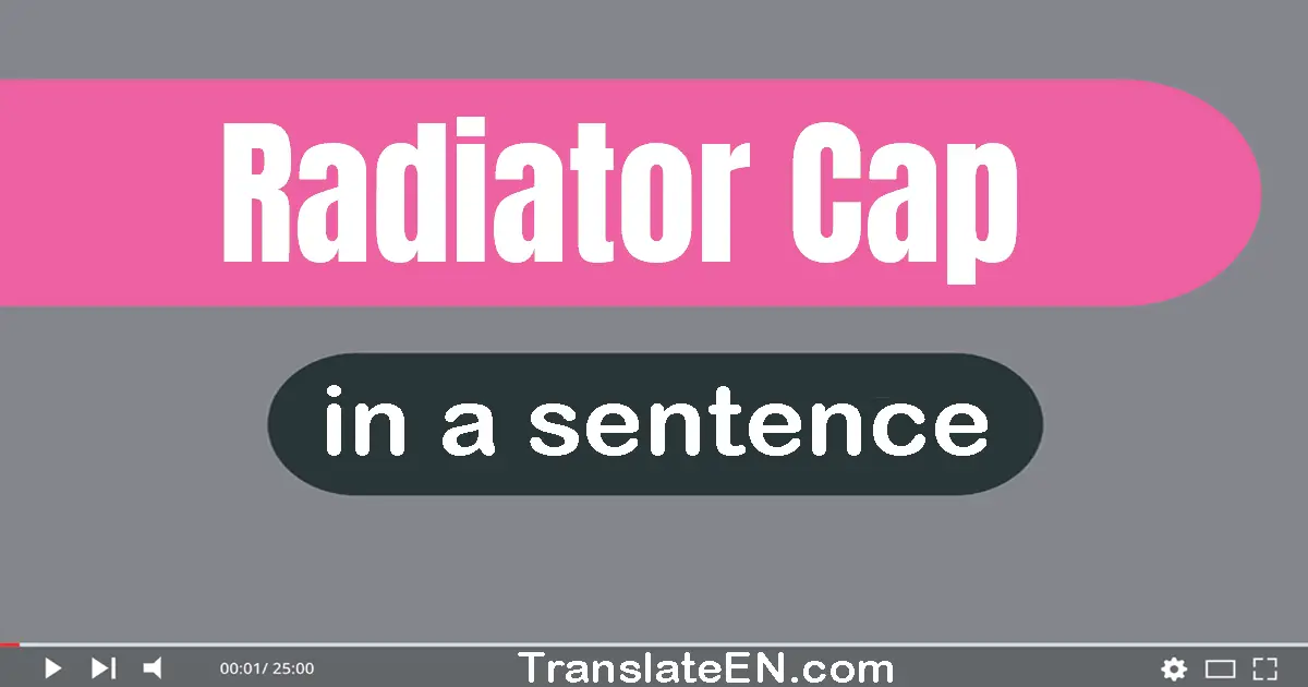 Use "radiator cap" in a sentence | "radiator cap" sentence examples