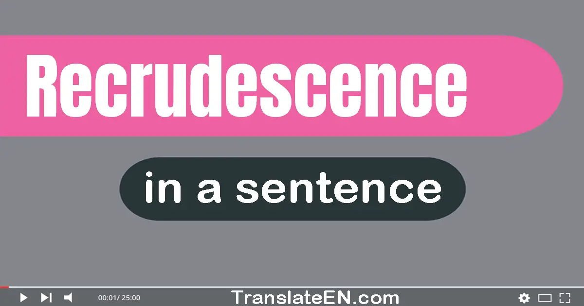 Use "recrudescence" in a sentence | "recrudescence" sentence examples
