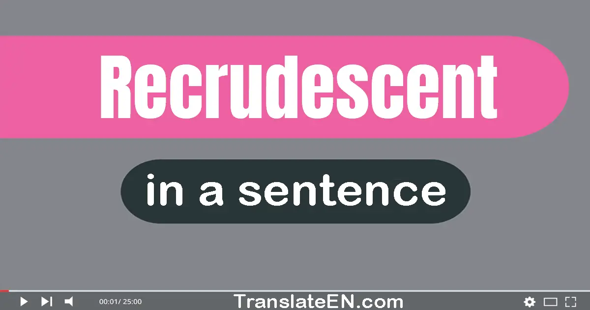 Use "recrudescent" in a sentence | "recrudescent" sentence examples