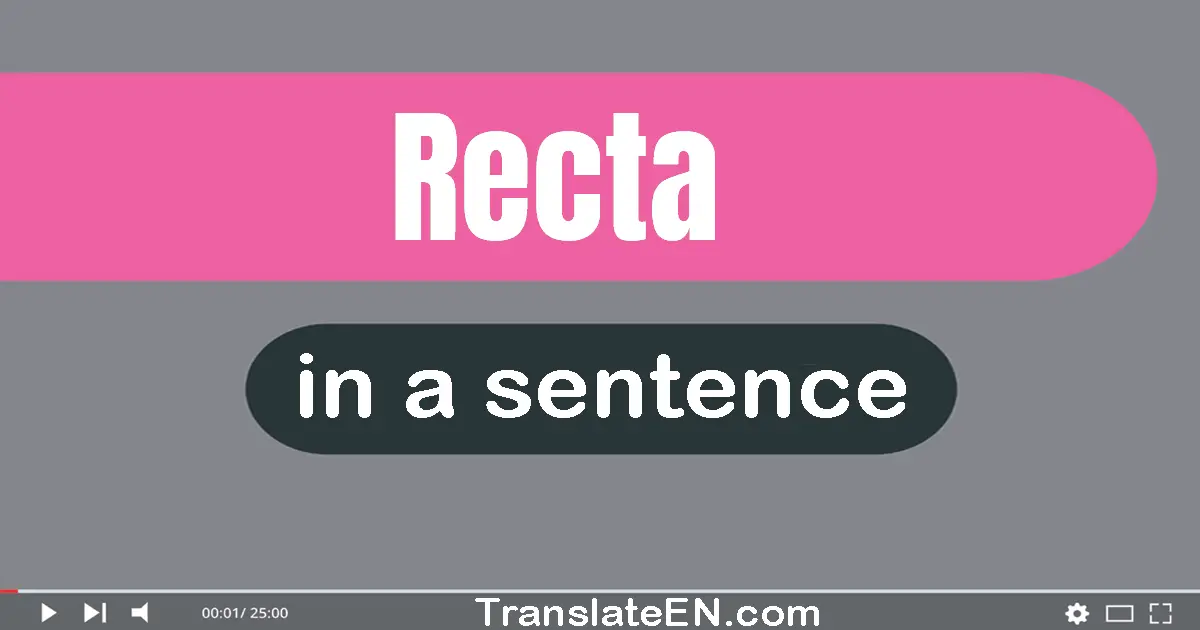 Use "recta" in a sentence | "recta" sentence examples