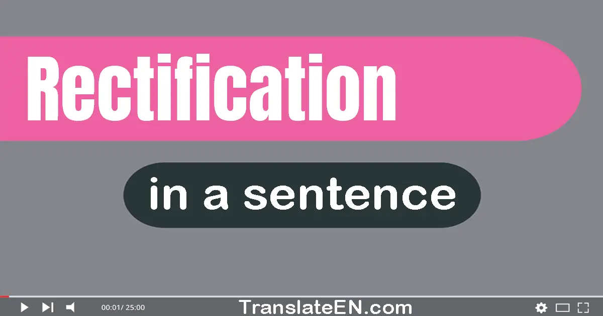 Use "rectification" in a sentence | "rectification" sentence examples