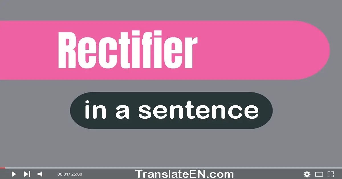 Use "rectifier" in a sentence | "rectifier" sentence examples