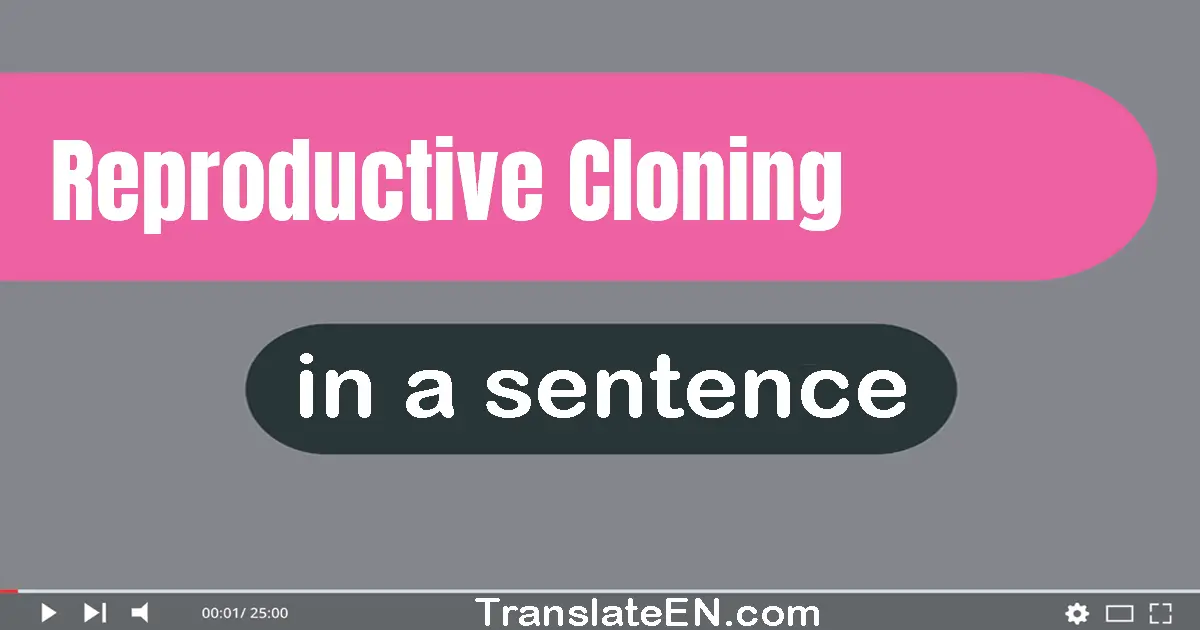 Use "reproductive cloning" in a sentence | "reproductive cloning" sentence examples
