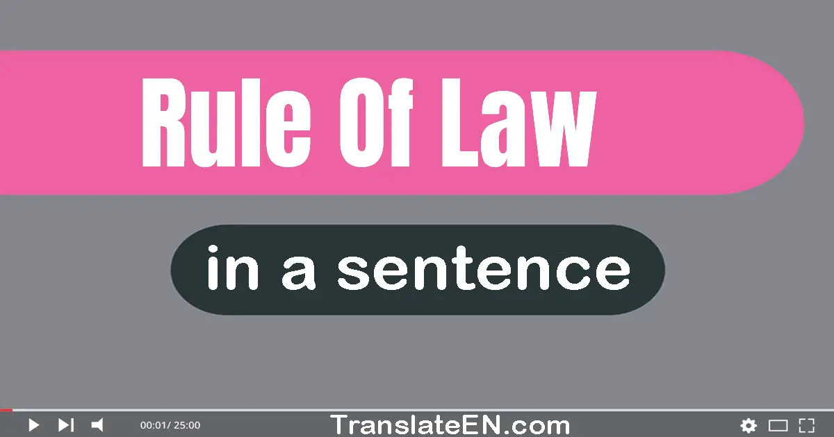 Use "rule of law" in a sentence | "rule of law" sentence examples