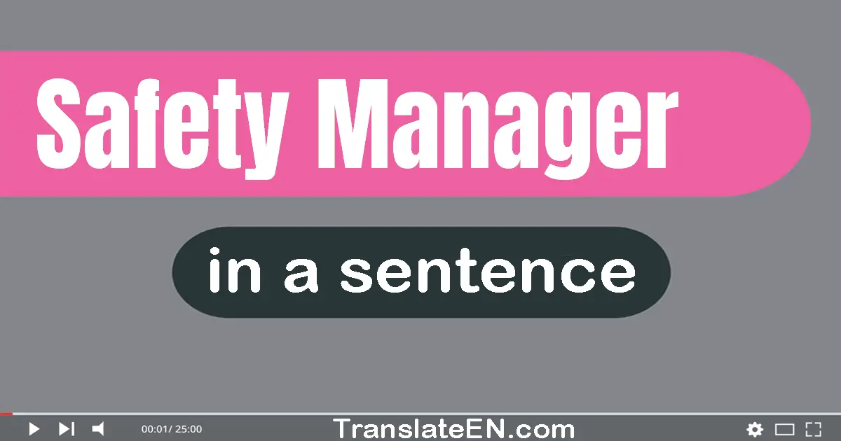 Use "safety manager" in a sentence | "safety manager" sentence examples