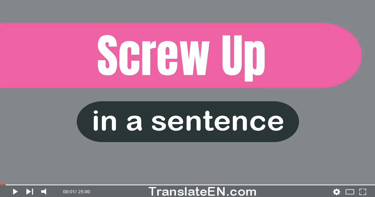 Please show me example sentences with screw up(An example sentence as a  meaning of definition is ''make a mistake;blunder'').