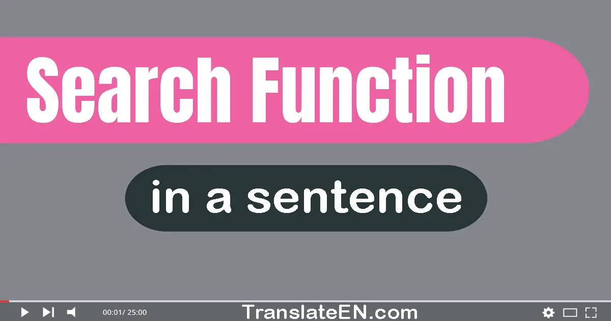 Search Function in a sentence