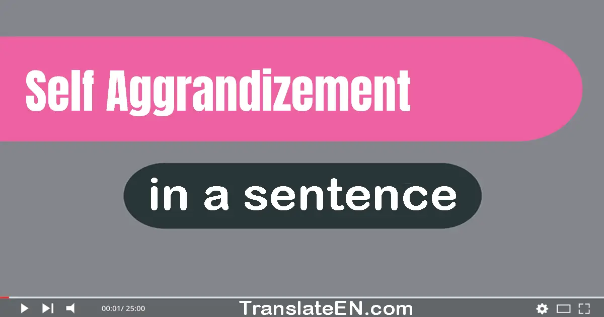Use "self-aggrandizement" in a sentence | "self-aggrandizement" sentence examples