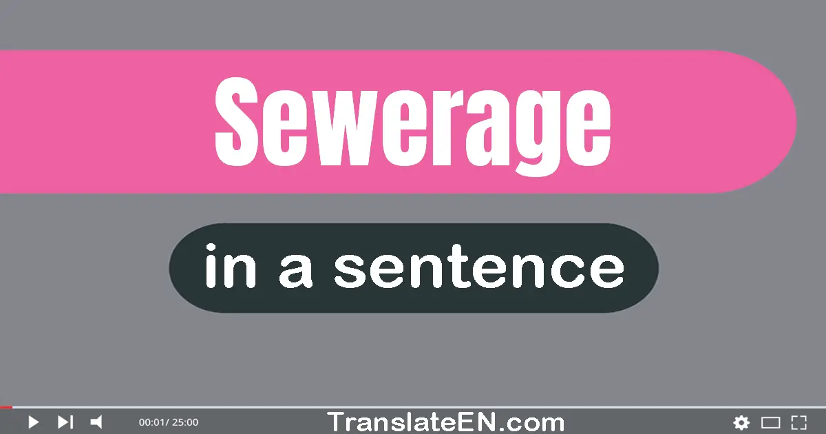 Use "sewerage" in a sentence | "sewerage" sentence examples