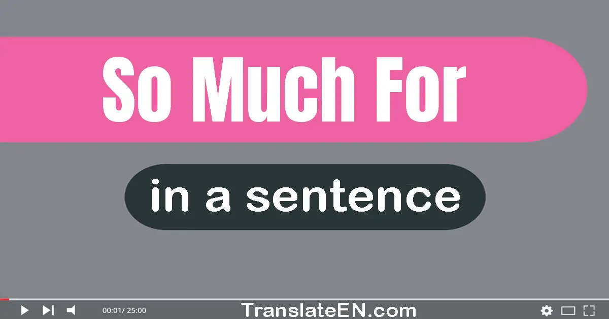 Use "so much for" in a sentence | "so much for" sentence examples