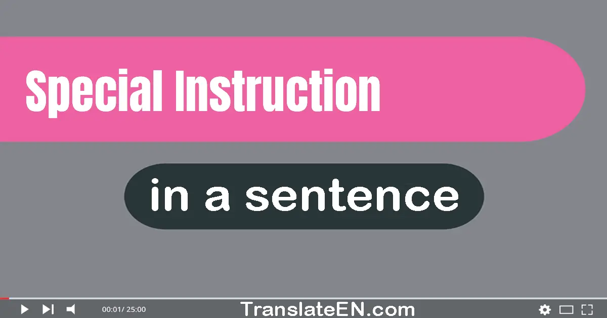 Special Instruction in a sentence