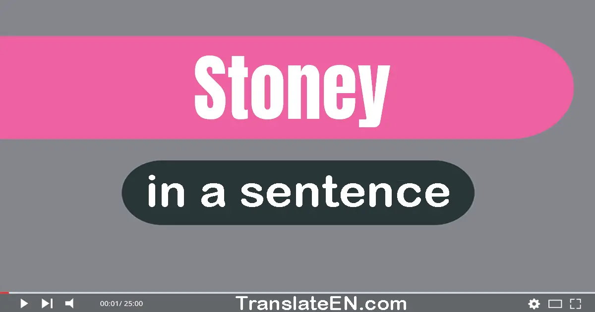 Use "stoney" in a sentence | "stoney" sentence examples