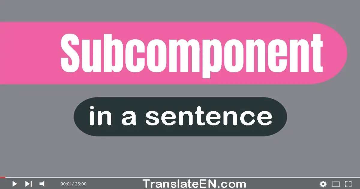 Use "subcomponent" in a sentence | "subcomponent" sentence examples