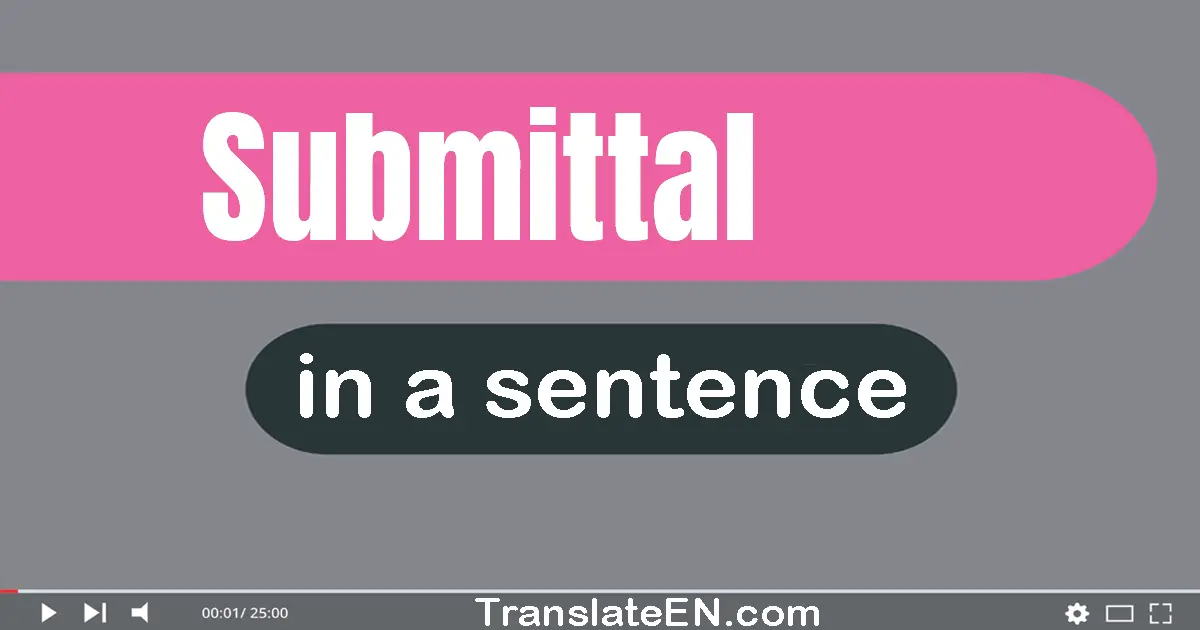Use "submittal" in a sentence | "submittal" sentence examples