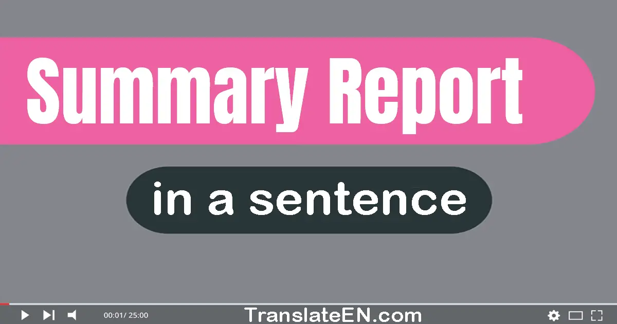 Use "summary report" in a sentence | "summary report" sentence examples