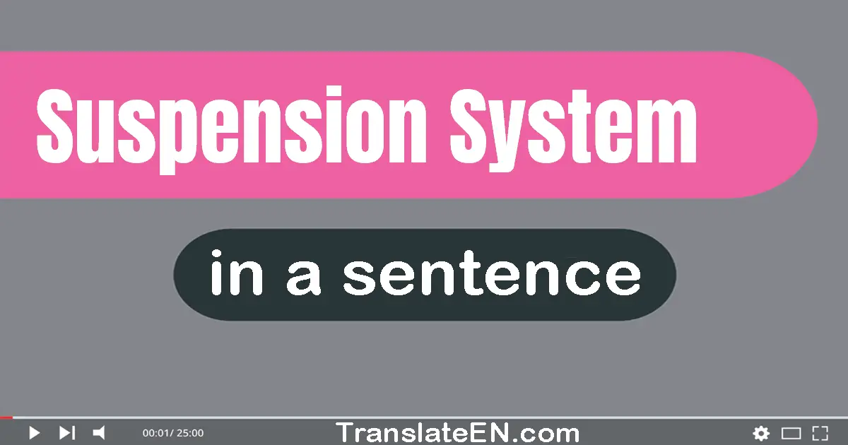 Use "suspension system" in a sentence | "suspension system" sentence examples