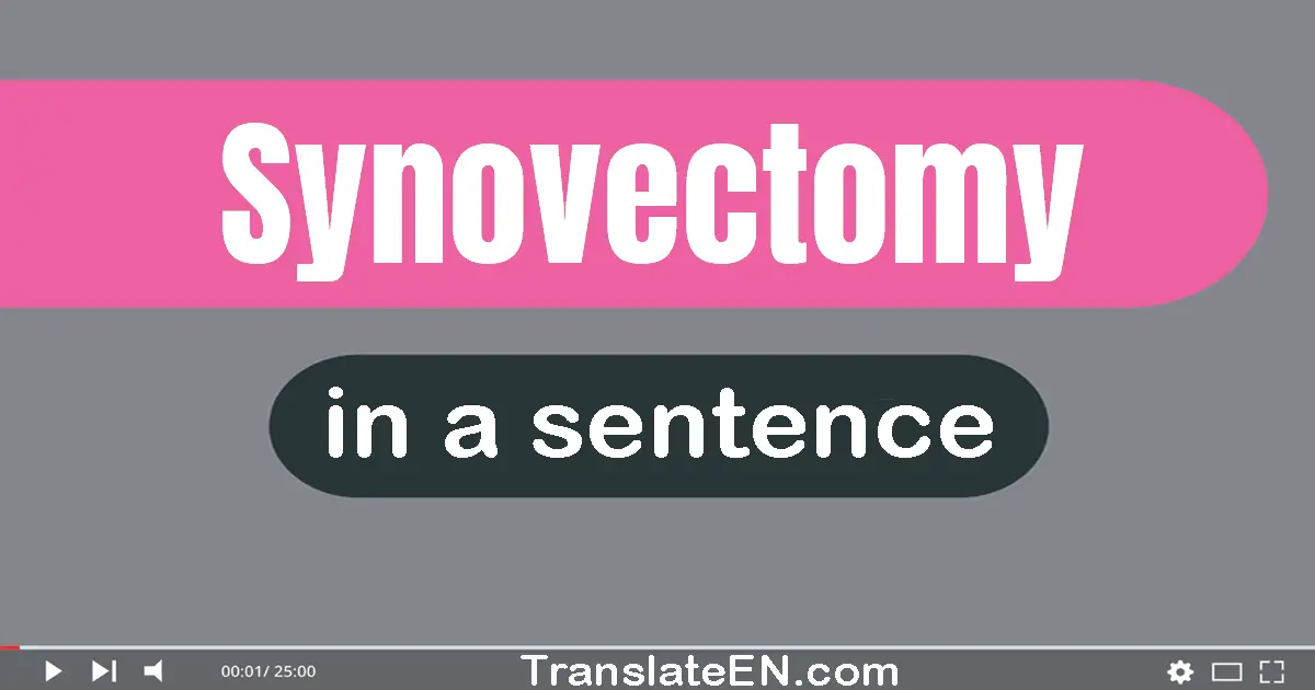 Use "synovectomy" in a sentence | "synovectomy" sentence examples