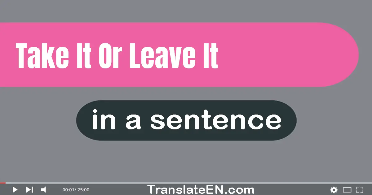 Use "take it or leave it" in a sentence | "take it or leave it" sentence examples