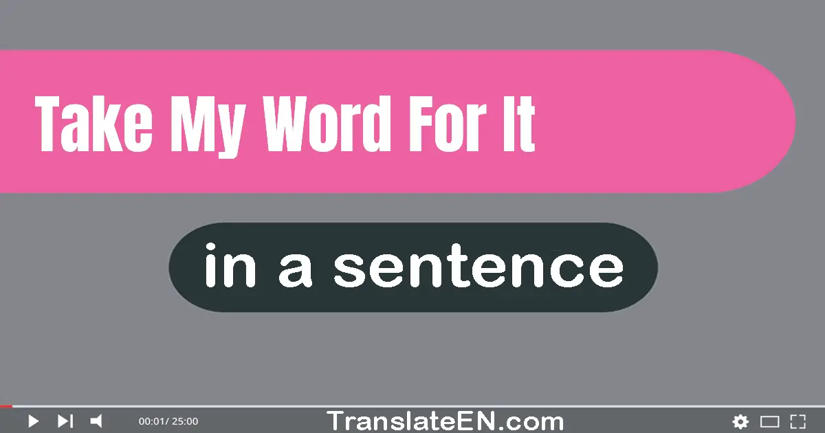 Use "take my word for it" in a sentence | "take my word for it" sentence examples