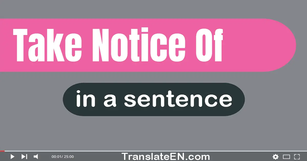 Use "take notice of" in a sentence | "take notice of" sentence examples