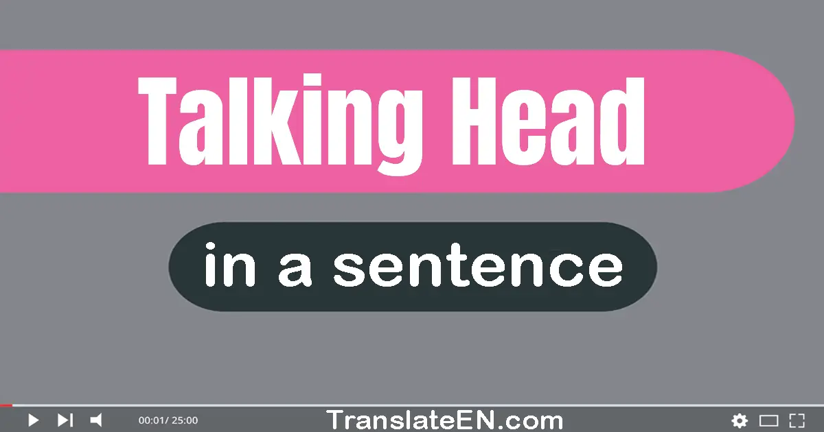 Use "talking head" in a sentence | "talking head" sentence examples