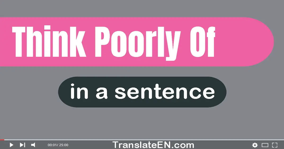 Use "think poorly of" in a sentence | "think poorly of" sentence examples