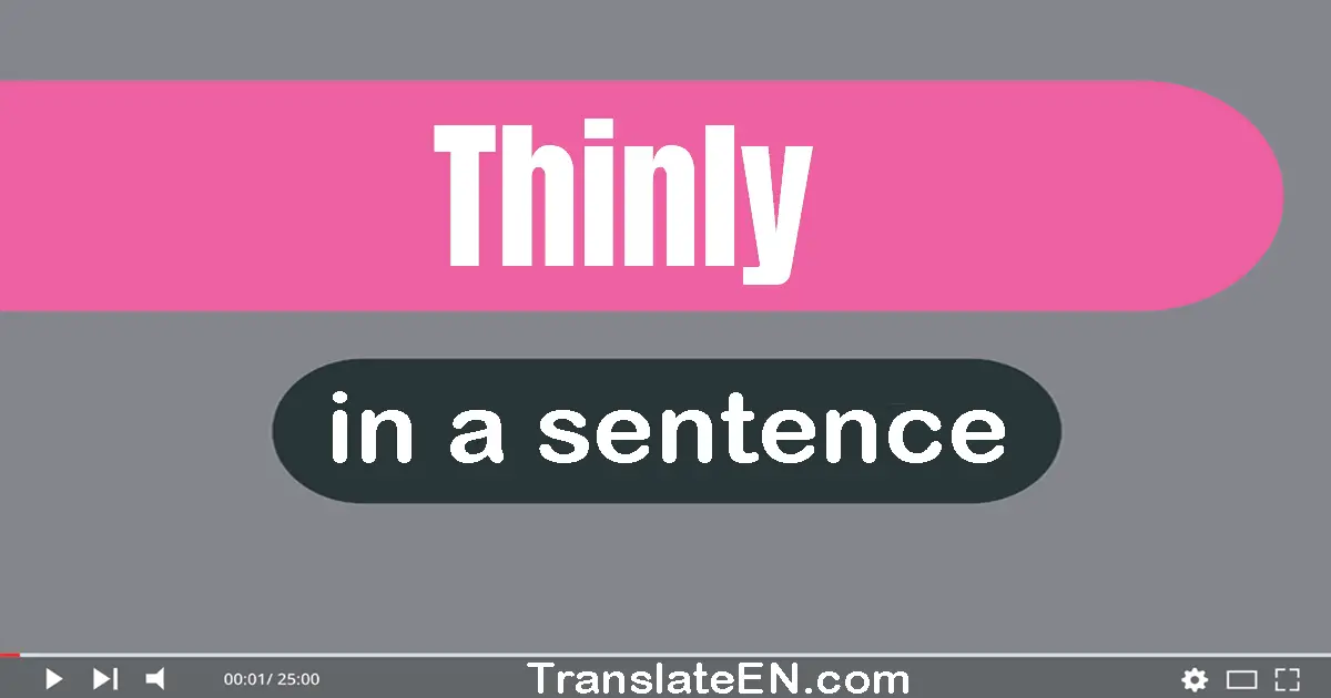 Use "thinly" in a sentence | "thinly" sentence examples