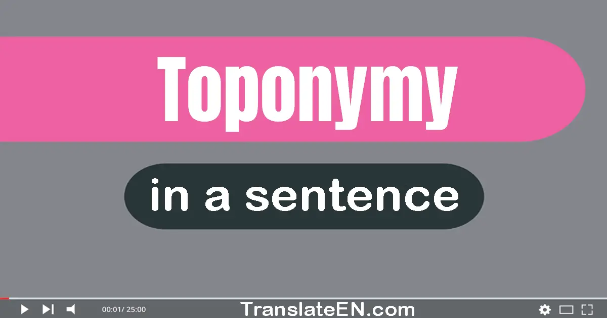 Use "toponymy" in a sentence | "toponymy" sentence examples