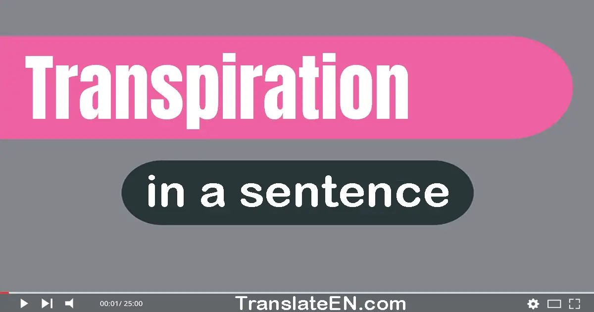 Transpiration in a sentence