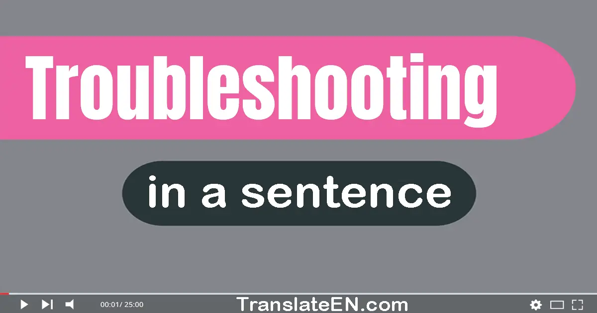 Use "troubleshooting" in a sentence | "troubleshooting" sentence examples