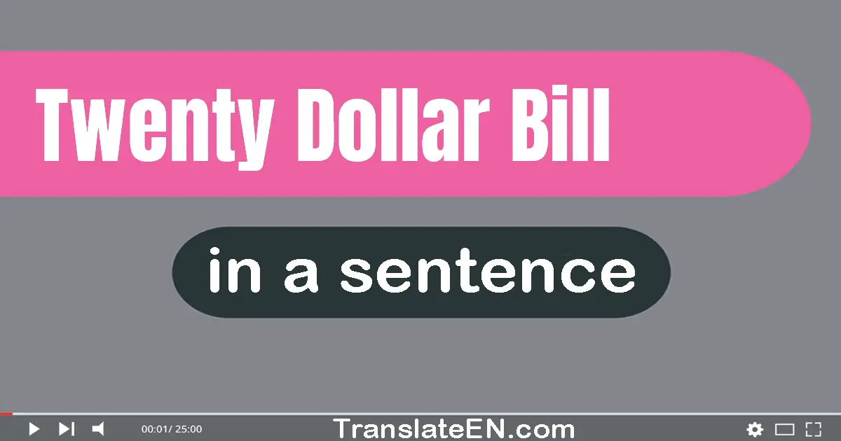 Use "twenty dollar bill" in a sentence | "twenty dollar bill" sentence examples