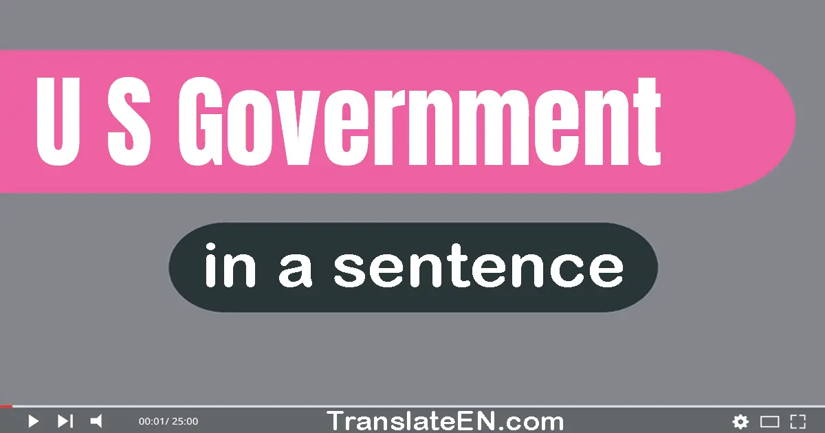 Use "u.s. government" in a sentence | "u.s. government" sentence examples