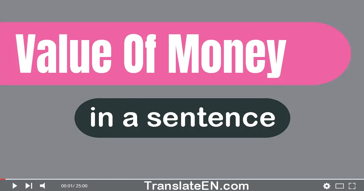 Value Of Money in a sentence