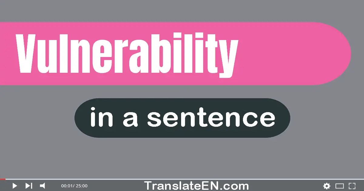 Use "vulnerability" in a sentence | "vulnerability" sentence examples