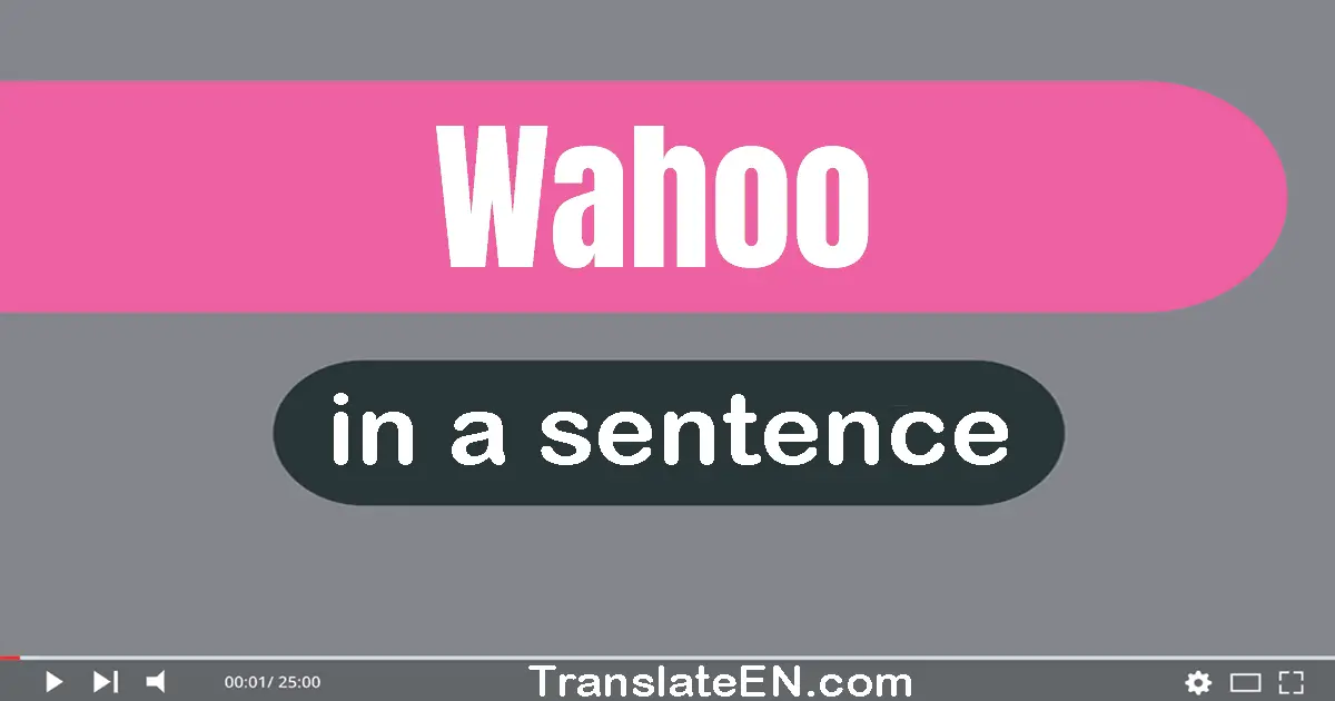 Use "wahoo" in a sentence | "wahoo" sentence examples