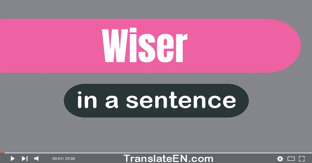 Use "wiser" in a sentence | "wiser" sentence examples