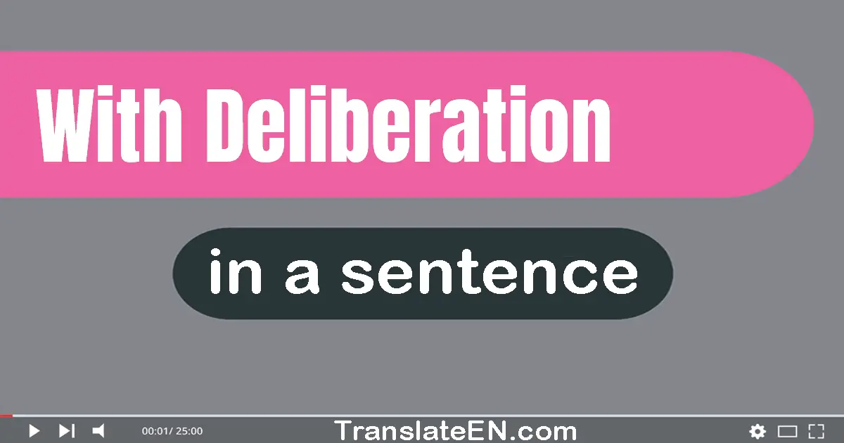 Use "with deliberation" in a sentence | "with deliberation" sentence examples