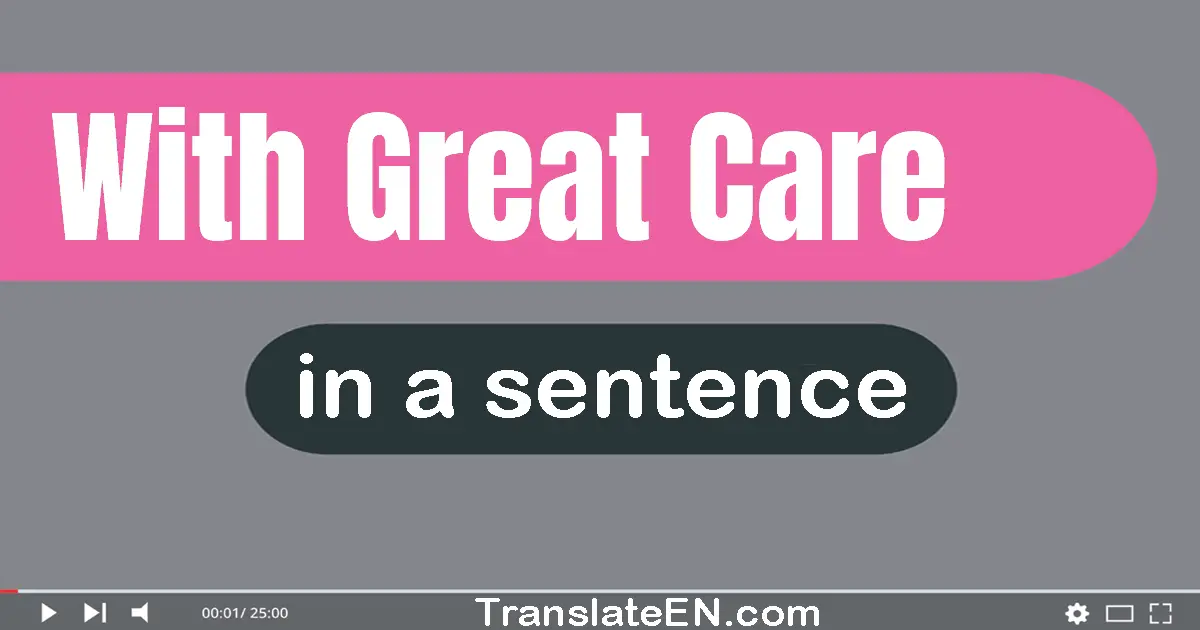 Use "with great care" in a sentence | "with great care" sentence examples