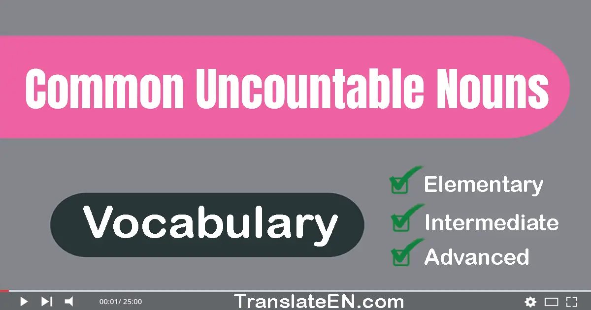 Common Uncountable Nouns