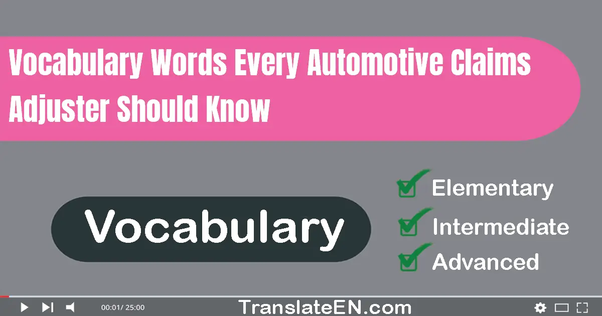 Vocabulary Words Every Automotive Claims Adjuster Should Know