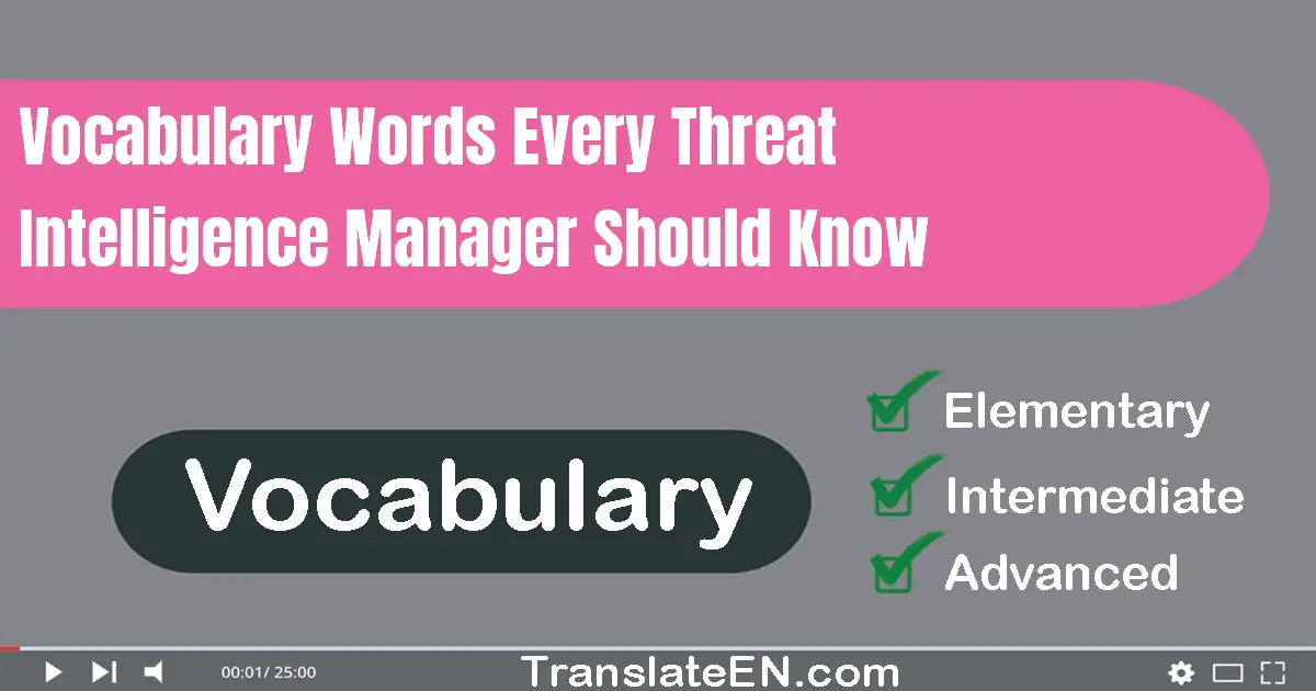 Vocabulary Words Every Threat Intelligence Manager Should Know