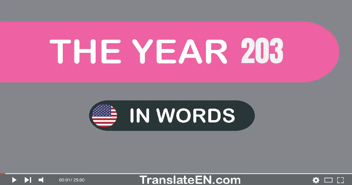 The year 203: Convert, Say, Spell and Write in English words