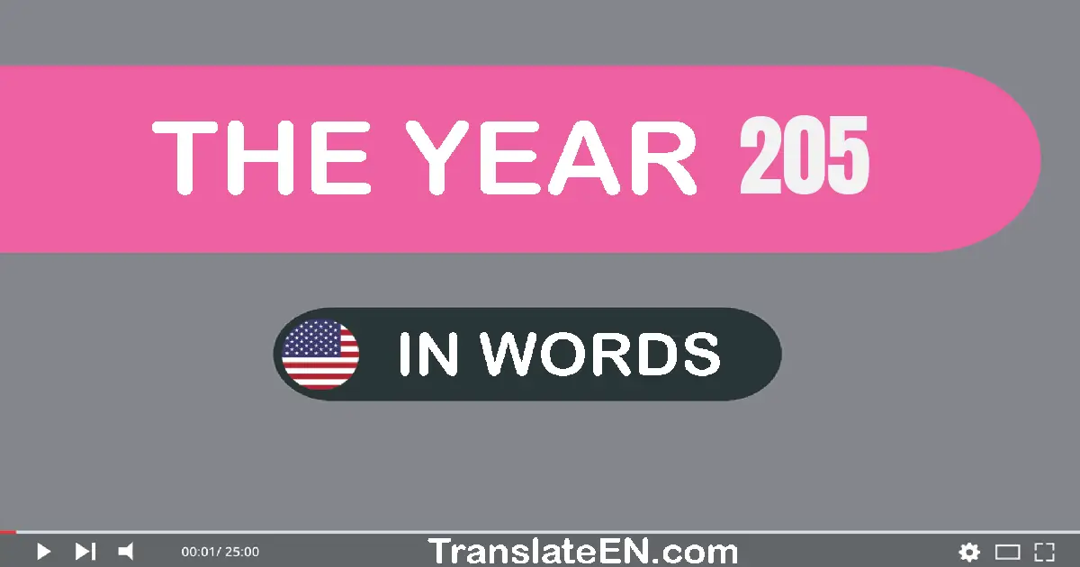 The year 205: Convert, Say, Spell and Write in English words