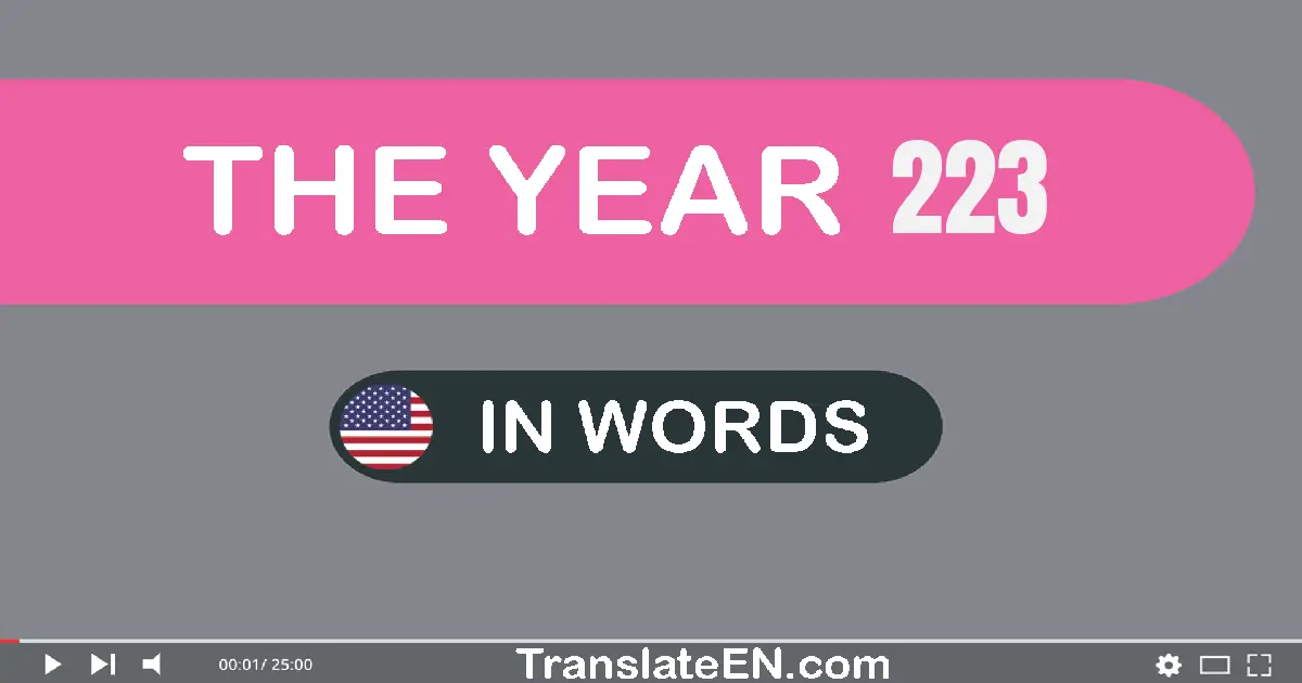 The year 223: Convert, Say, Spell and Write in English words