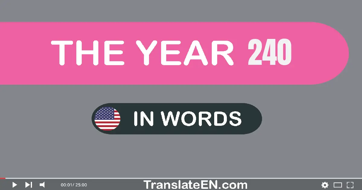 The year 240: Convert, Say, Spell and Write in English words